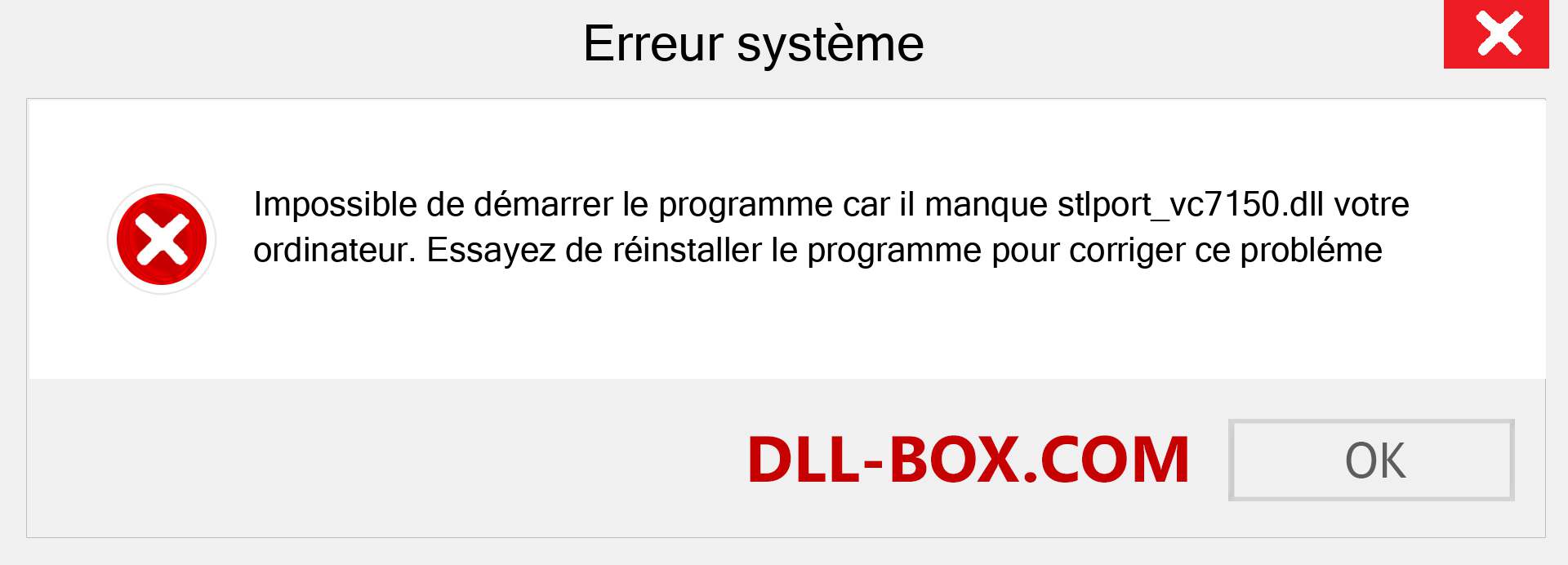 Le fichier stlport_vc7150.dll est manquant ?. Télécharger pour Windows 7, 8, 10 - Correction de l'erreur manquante stlport_vc7150 dll sur Windows, photos, images